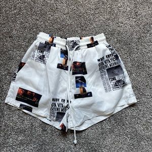SHEIN Men Slogan Graphic Drawstring Shorts